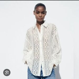 Zara Combination Crochet Shirt NWT